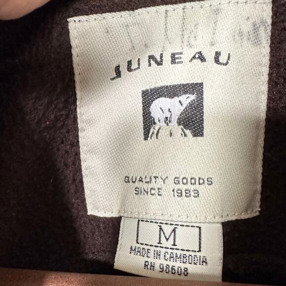 Vintage 90s Juneau Fleece Chore Jacket Size M Brown Button Up Utility Field - Picture 3 of 9